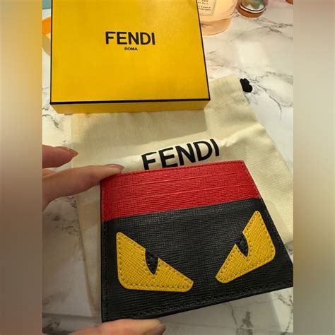 fendi monster card case teal|Fendi card holder for women.